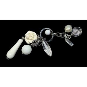 Miche Coquette Floral White And Silver Tone Charm Keychain